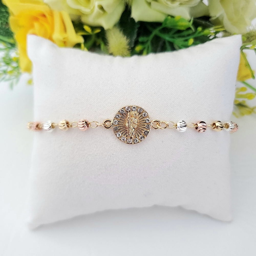 St. Jude Tri Color Gold Plated Bracelet